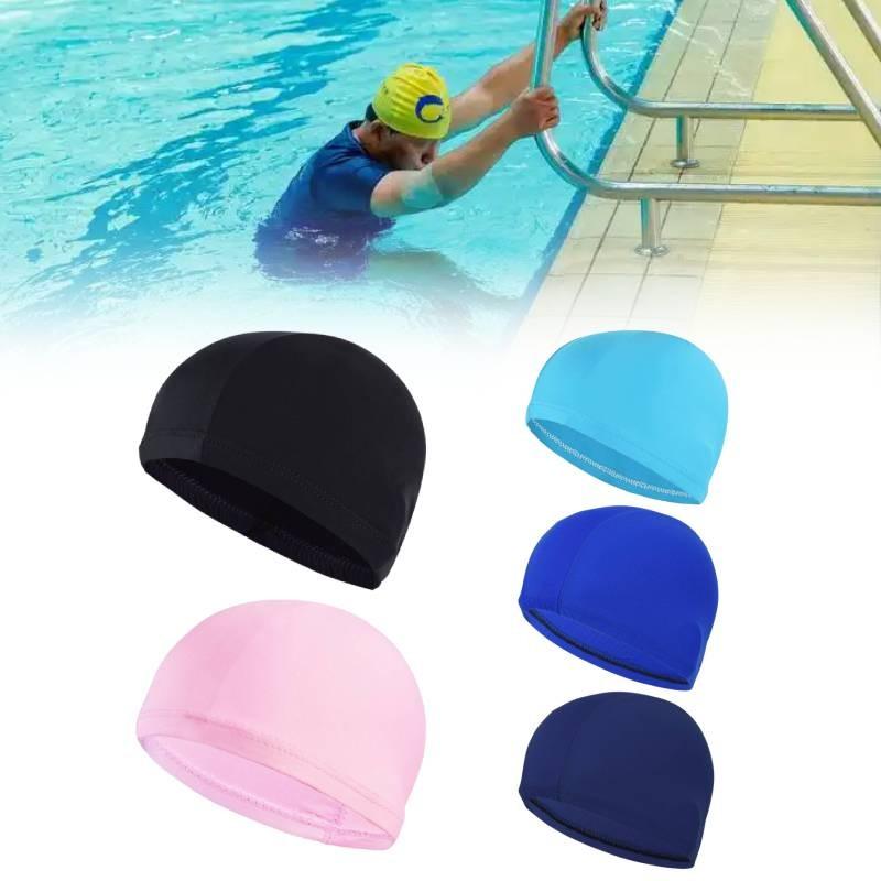 Color Solid Nylon Swimming Cap Durable High Elasticity Hat Outdoor Activities