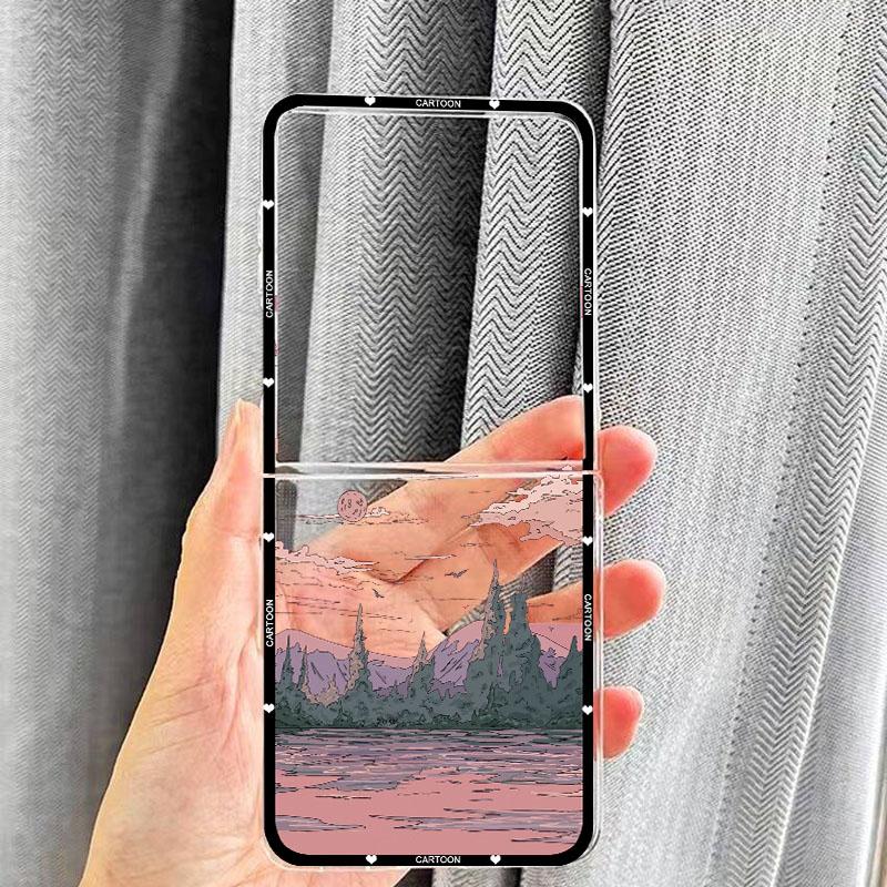 

For Samsung Z Flip 7 INS Japan Anime Scenery Landscape Phone Case for Samsung Galaxy Z Flip 7 ZFlip7 Clear Hard PC Folding Cover Galaxy Z Flip7