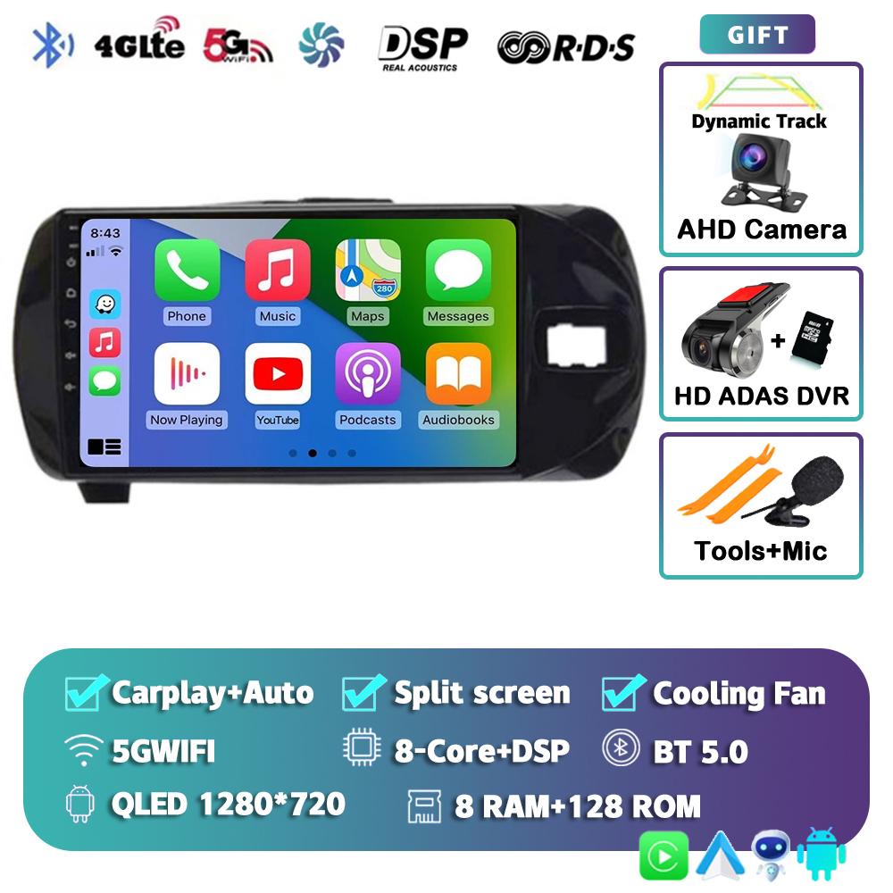 Android 14 Carplay For Toyota Vitz 3 XP130 2014 2015 2016 2017 2018 2019 Car Radio Multimedia Video Player Navigation GPS Stereo