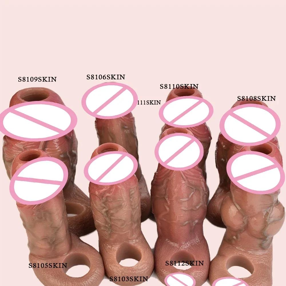 SXXY Reusable Realistic Penis Sleeve with Anti-drop Silicone Cock Enlarge Cover for Men Delay Ejaculation Adult Sex Products