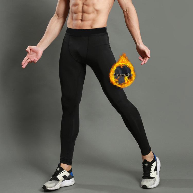 Men's High-Elastic Quick-Dry Sports Tights with Velvet Warmth
