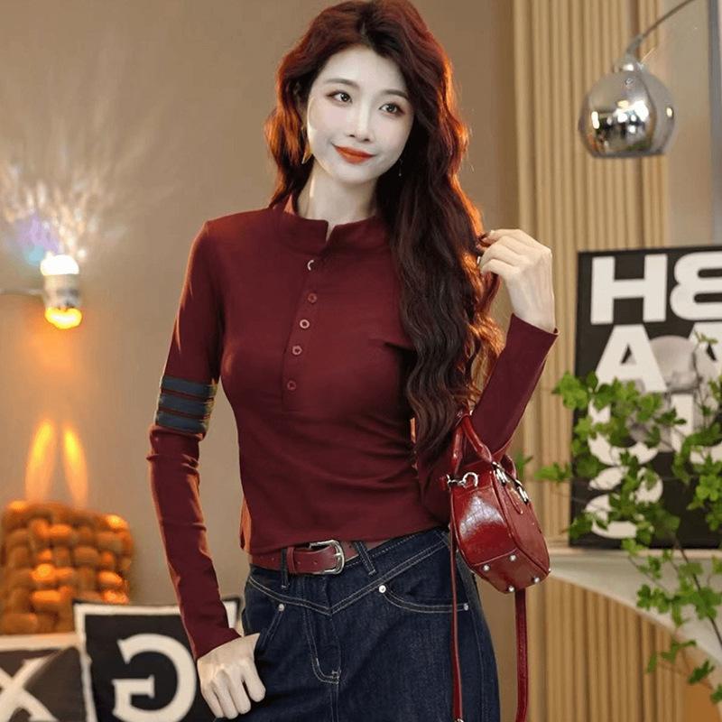 Женский базовый топ с полувысоким воротником, иностранный стиль, зимний, последний, стильный, универсальный, облегающий, с длинным рукавом, футболка S