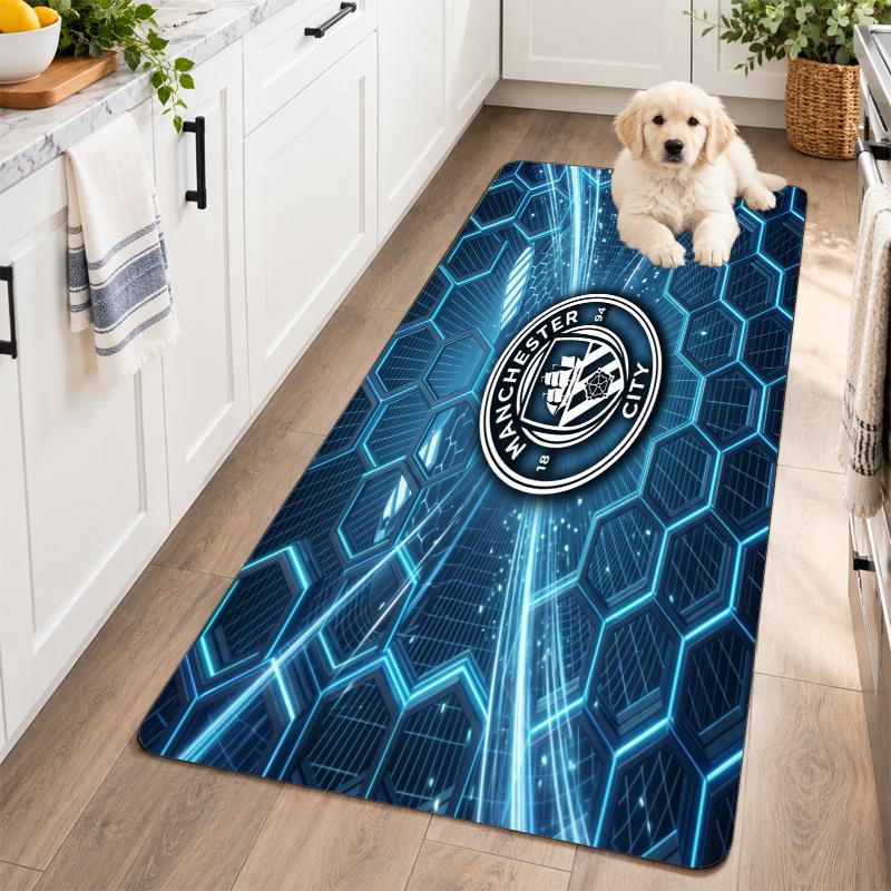 Flannel Kitchen Mat Manchester City Soft Area Rug Non Slip Floor Carpet Home Decoration