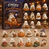 Halloweenový odpočítávací rituál Adventní kalendář, 24denní sada akrylových figurek duchů, Retro dárková krabička s různými motivy, Roztomilá dekorace na stůl, Sběratelský předmět