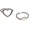 2Pcs/set Korean Heart Stacking Ring for Women Elegant Silver Finger Rings Accessories Jewelry