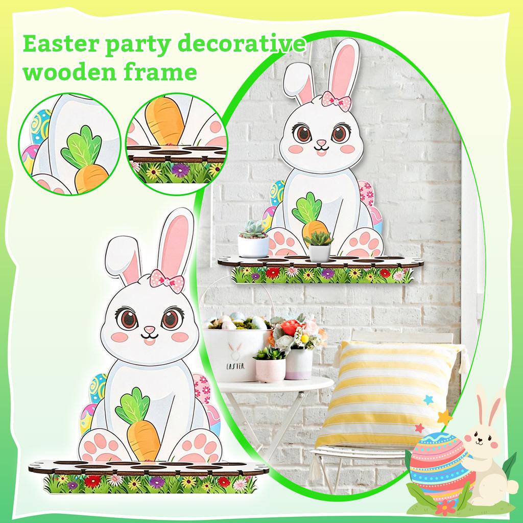 Easter Party Decor Wooden Shelf - Rustic Display Stand For Centerpiece, Treats, And Decorative Accents, Spring & Holiday Home Decor