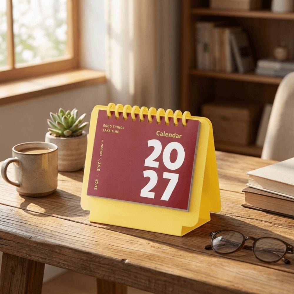 Portable 2027 Mini Desk Calendar Coil Calendar Daily Planning Calendar Desktop Decoration
