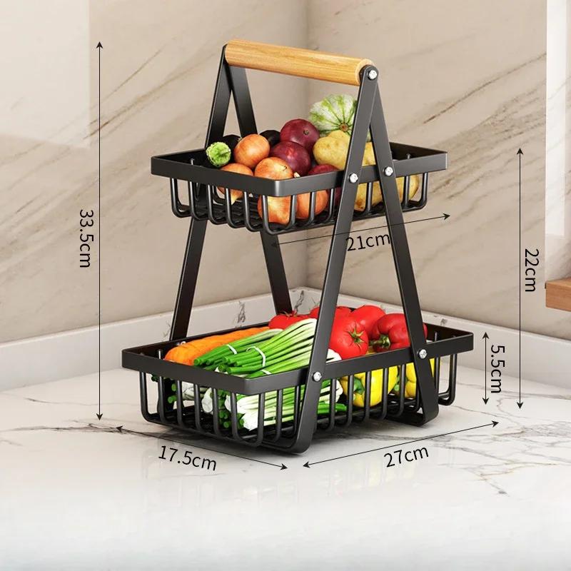 2/3 Tiers Countertop Fruit Basket,Portable Fruit Bowle Basket Kitchen Organizer Storage & Dining Room Fruits Vegetable Snacks
