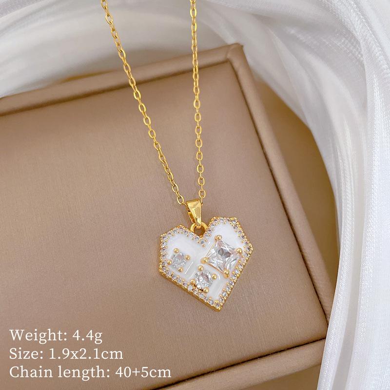 Титановая сталь, Капающая любовь Циркон Легкая роскошь Темперамент Великолепное ожерелье с полным бриллиантом Женская универсальная цепочка на ключицу Титановая сталь