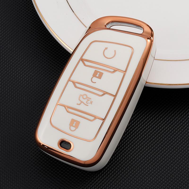 Changan Car Key Case for CS75: Gold-Edged Oshan TPU Key Cover