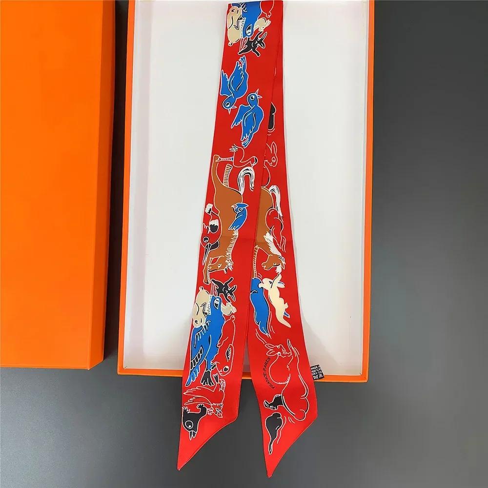 Long Lady Bag Silk Scarf Skinny Neck Hair Scarfs For Women Band Headwear Handbag Tie Ribbons  New Handle Wraps Summer