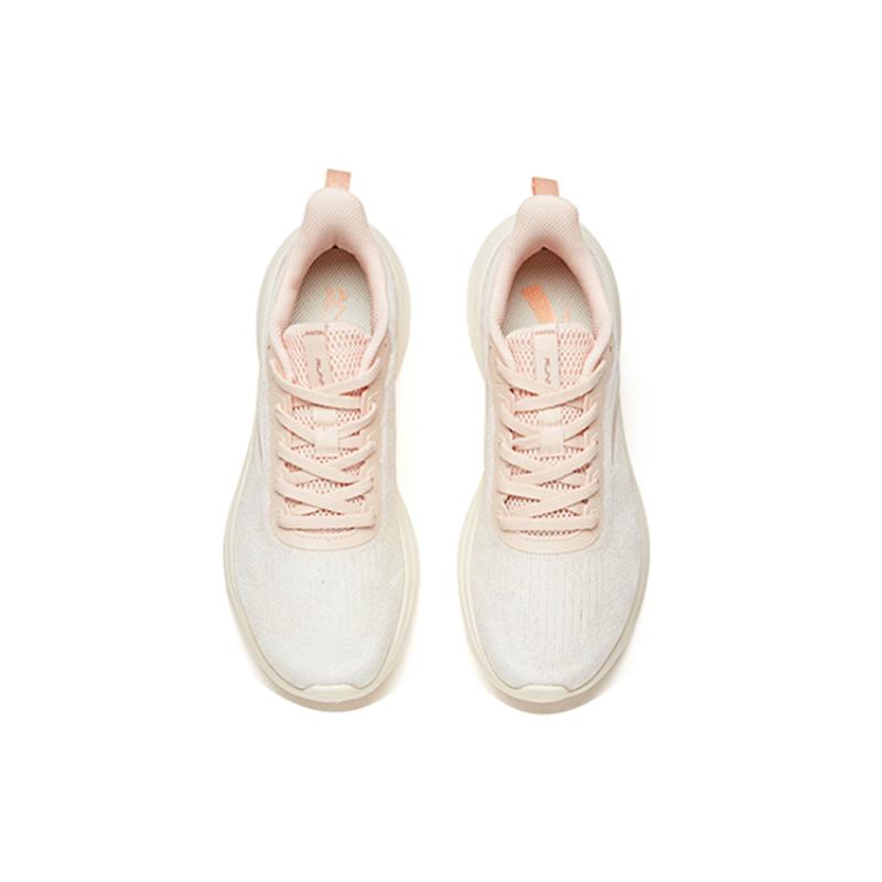 Anta Cushioned Anti-Slip Wear-Resistant Breathable Lightweight Low-Top Running Shoes Women's White Pink Sneakers 122235570S-3