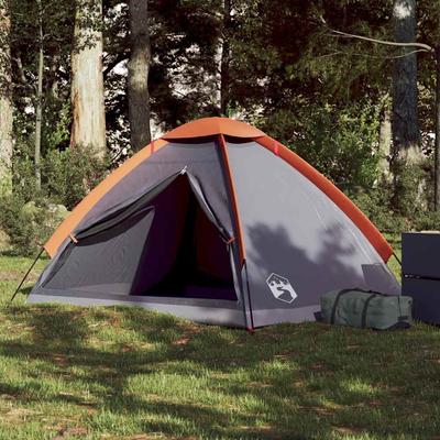 Vidaxl Tourist Tent, 2-Person, Grey-Orange, Waterproof