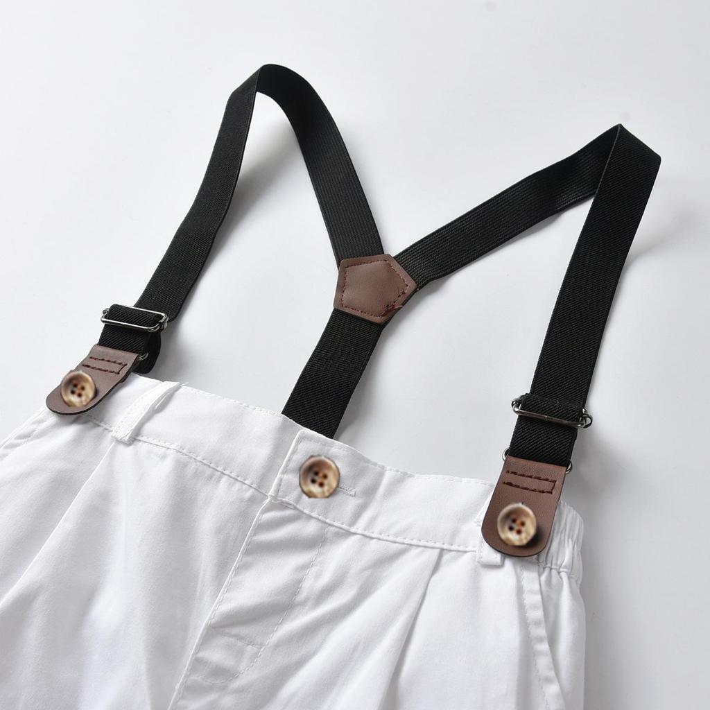 Jungen Britischer Stil Smoking-Set: Sommerhemd, Fliege & Hosenträgerhose für Babys ersten Geburtstag