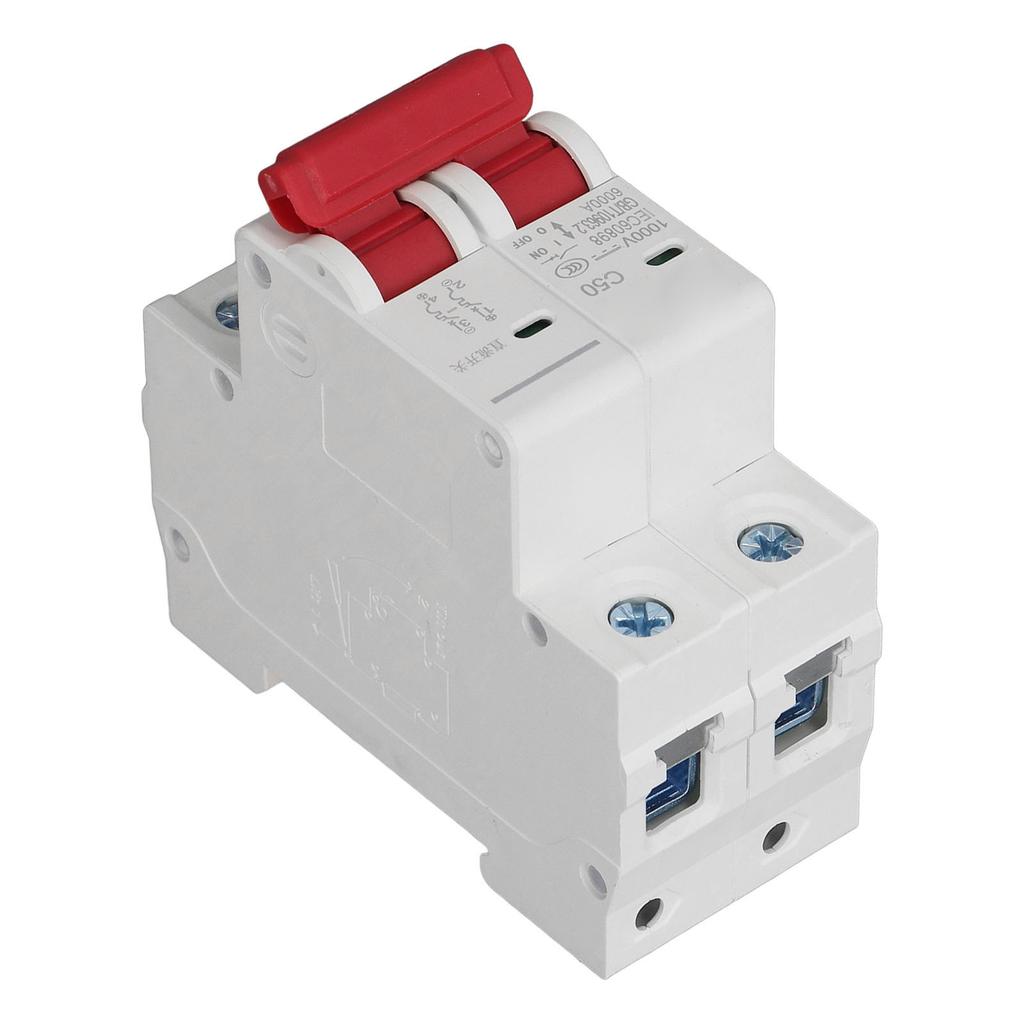 DC Miniatur-Leistungsschalter 2P Solar-PV-System 50A DIN-Schienenmontage DC1000V 6000A Segmentiertes Schaltvermögen DZ47 63Z C50