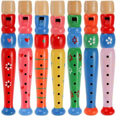 1pc Wooden Flute 6-Hole Colorful Cartoon Clarinet Piccolo Trumpet Toys Musical Instrument Birthday Gift Party Decor JXB
