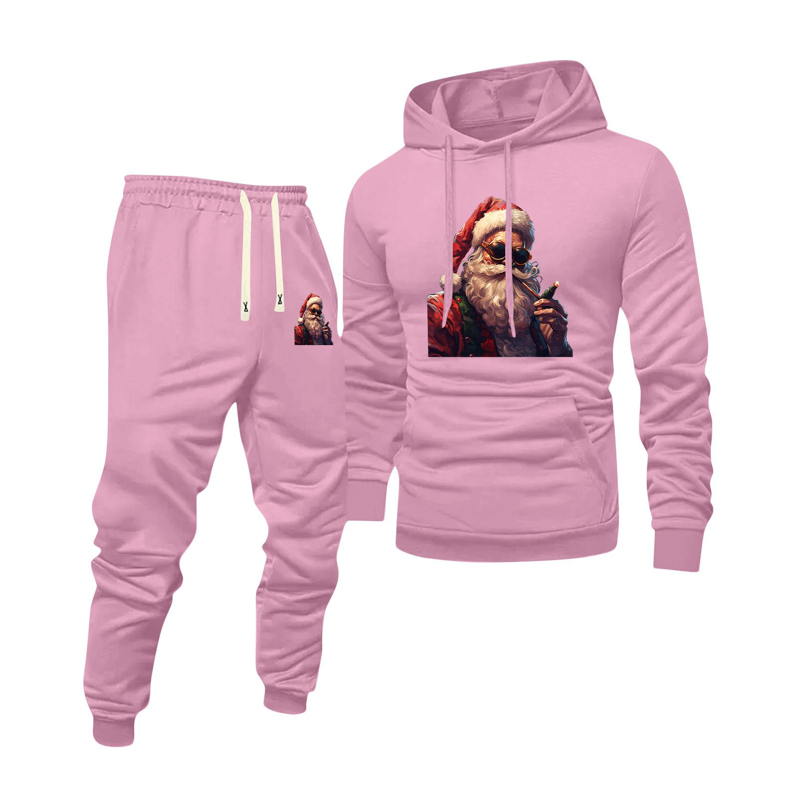 

Мужской худи с принтом и спортивные штаны, повседневный спортивный костюм XXXL розовый
