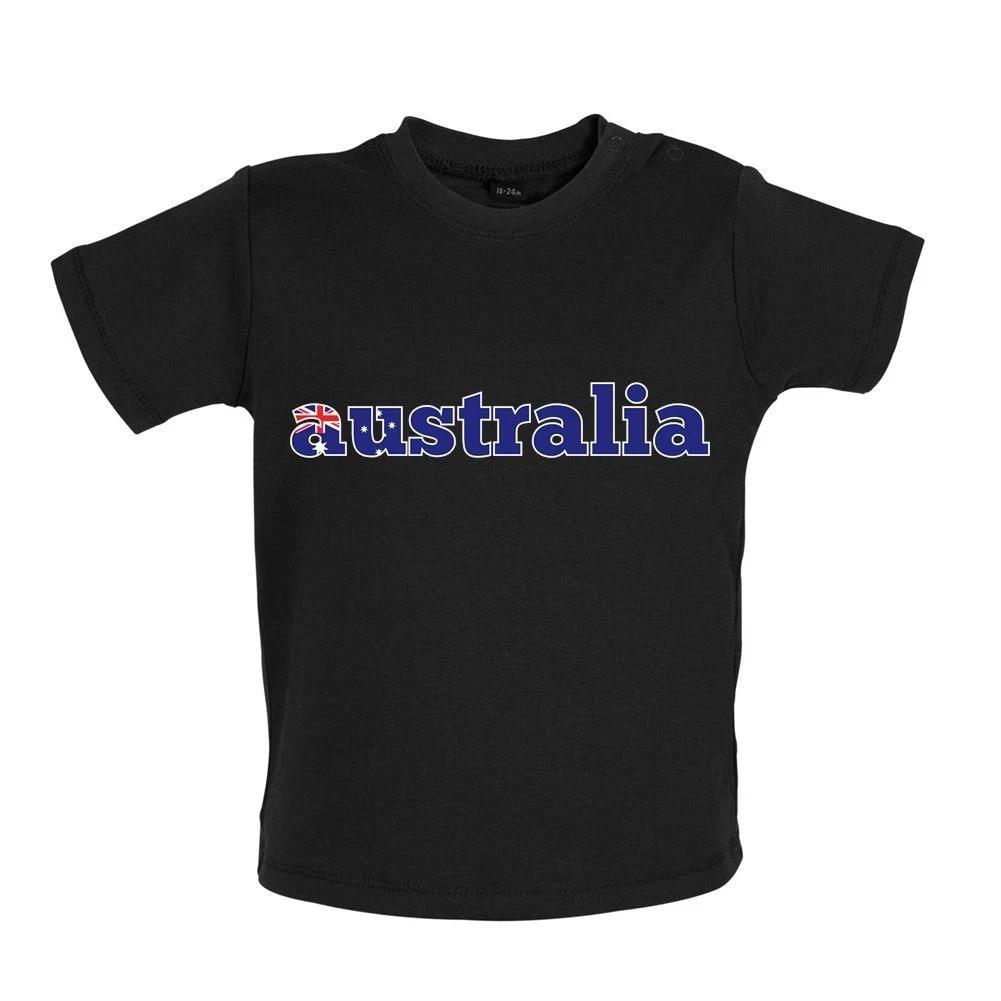 

Country Word Flags Australia -Baby Kids Boys Girls Unisex T-Shirt / Romper Tees Top- Socceroos Cup Football 120
