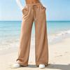 Women's Color Loose Fit Straight Leg Pants with Pockets Casual