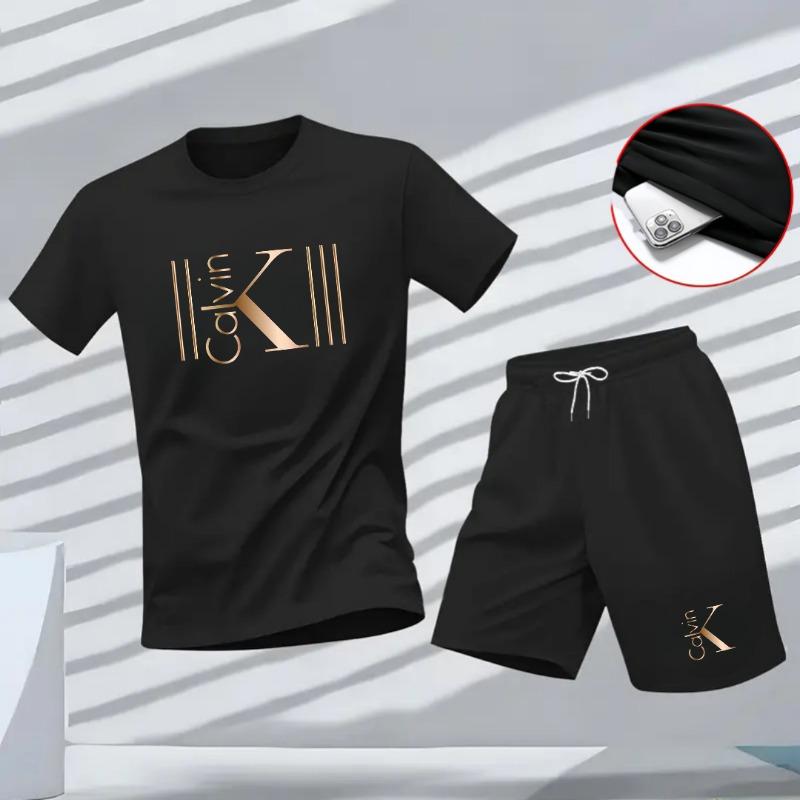 New Summer Fitness Sportswear for Men, Short-sleeved T-shirt and Shorts Two-piece Set