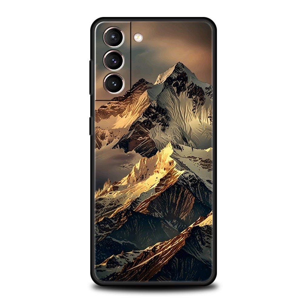 Black Mountain Peak Phone Case for Samsung Galaxy S26 S25 S24 S23 S22 S20 S21 FE Ultra S25 Edge Plus 5G Soft TPU Cover Funda Bag