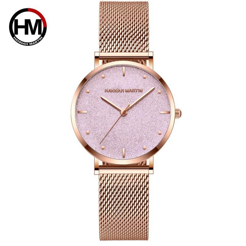 Japanese Movement Mesh Belt Women's Quartz Watch European and American Matte Star Waterproof Watch