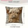 Cute Highland Cow Design 2D Flat-Printed Pillow Cover for Home Decor Sofa Cushion Cover, Home Decoration, 2D Printing