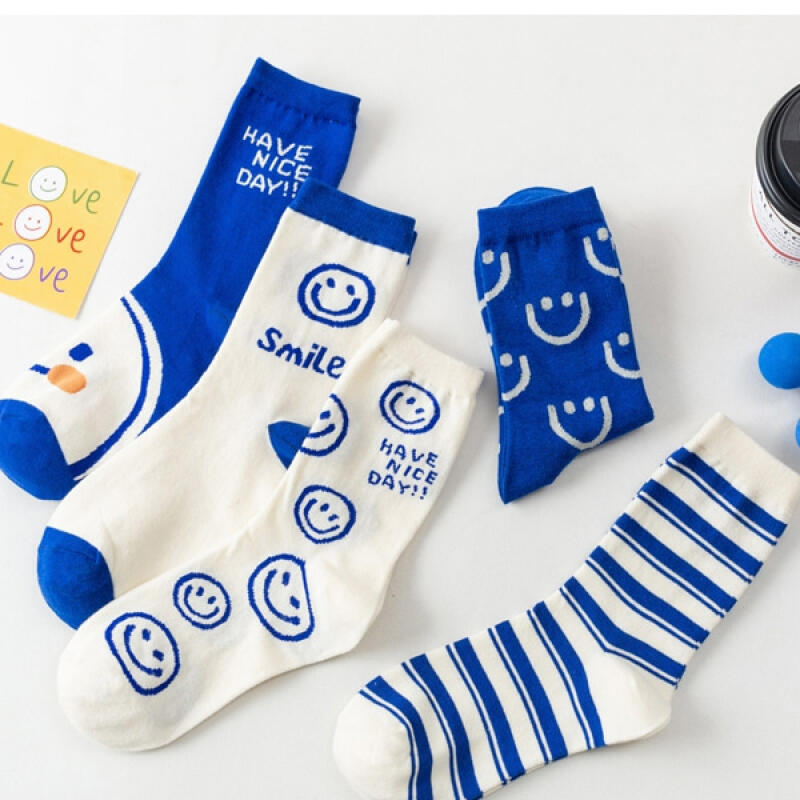 Smile Women s Mid-Calf Crew Socks 5-Pair Set black