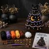 Handmade Yarn Projects Halloween Tree Crochet Kit, DIY Black Cat Pumpkin Witch Supplies with Tools Hat Ghost Crafting Kit for Holiday Home Decor, Gift
