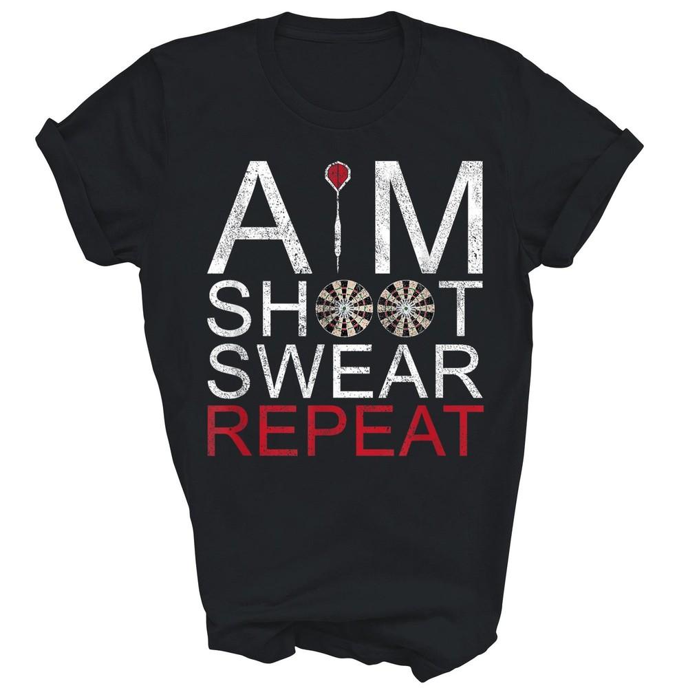 

Aim Shoot Swear Repeat Darts Vintage Unisex Shirt Gift 2XL