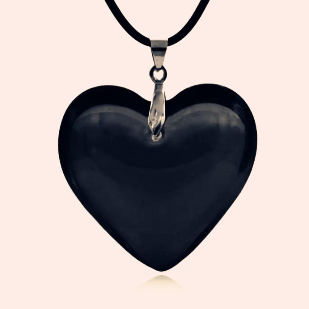 Simple Fashion Large Red Glass Heart-shaped Pendant Black Leather Rope Necklace for Women Hip-hop Punk Jewelry Accessories Gifts