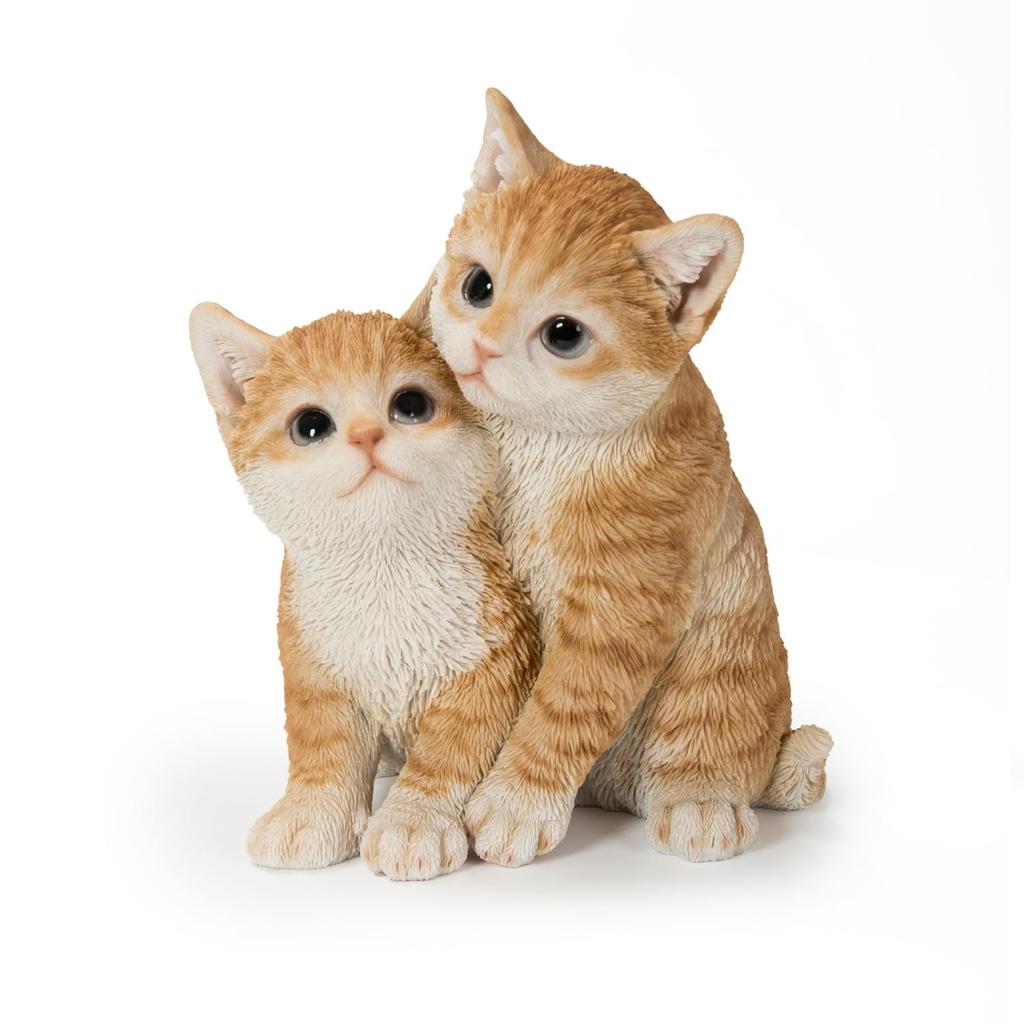 Ubia Brown Tabby Cat Cuddling 14.5 X 14 X 17.2 Cm Doll Figurine Ornament Animal Garden Decoration Cat H20455-1