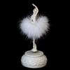 White/Pink Ballerina Music Box Figurine Plays Swan Lake, Hand-Painted Ballet Girl Feather Skirt Musical Gift for Birthday
