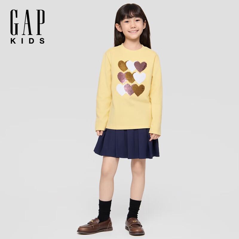 Gap Girls  2025 Autumn Reversible Sequin Long Sleeve T-Shirt 160/76