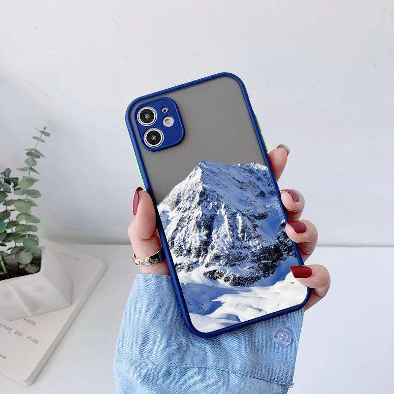 Aesthetic Snow Mountain Painting Phone Case for iPhone 7 8 Plus SE2 X XR XS MAX 15 14 12 13 mini 11 Pro Max Shockproof Cover