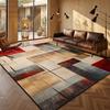 Geometrischer Retro-Farbkollisions-Waschbarer Teppich Dekoration Wohnzimmer Rutschfester Teppich Große Fläche Kurzflor Kaffeetischmatten