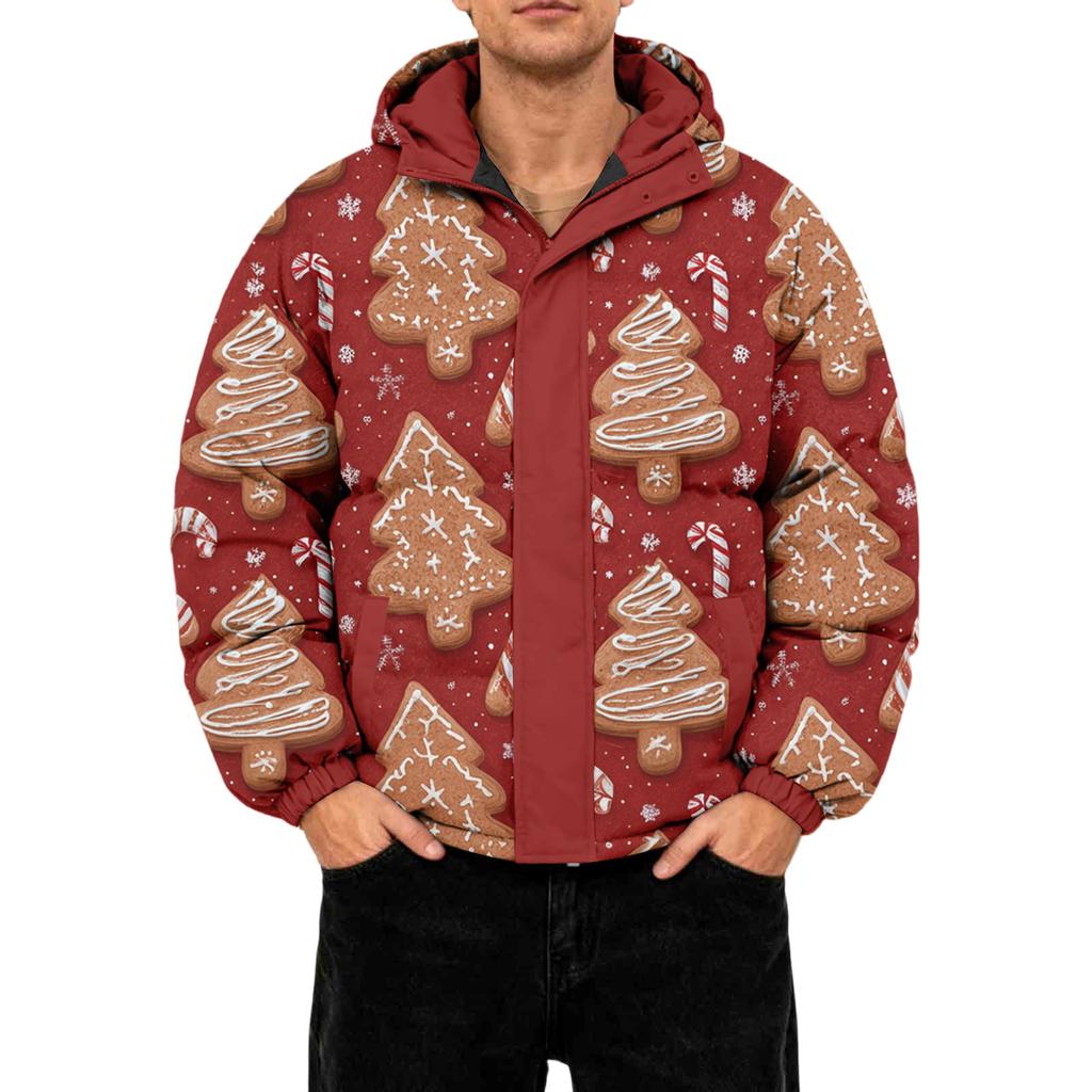 Men's Oversized Casual Down Jacket With Long Sleeves And Hood