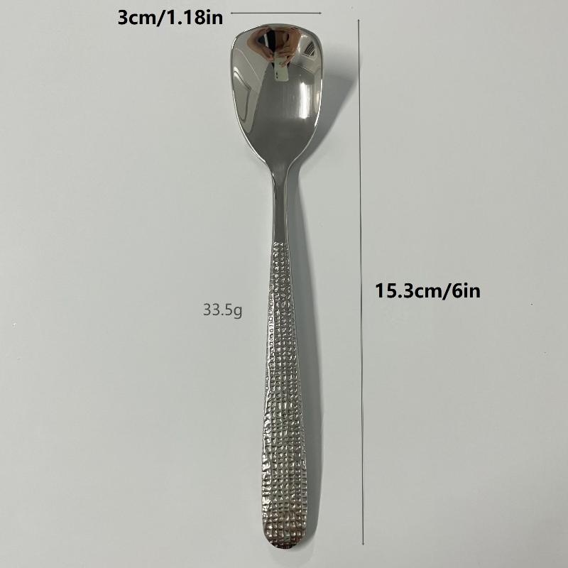 304 Edelstahl Besteck Flachkopf Löffel Gehämmertes Muster Griff Geschirr Luxus Retro Tafelgeschirr