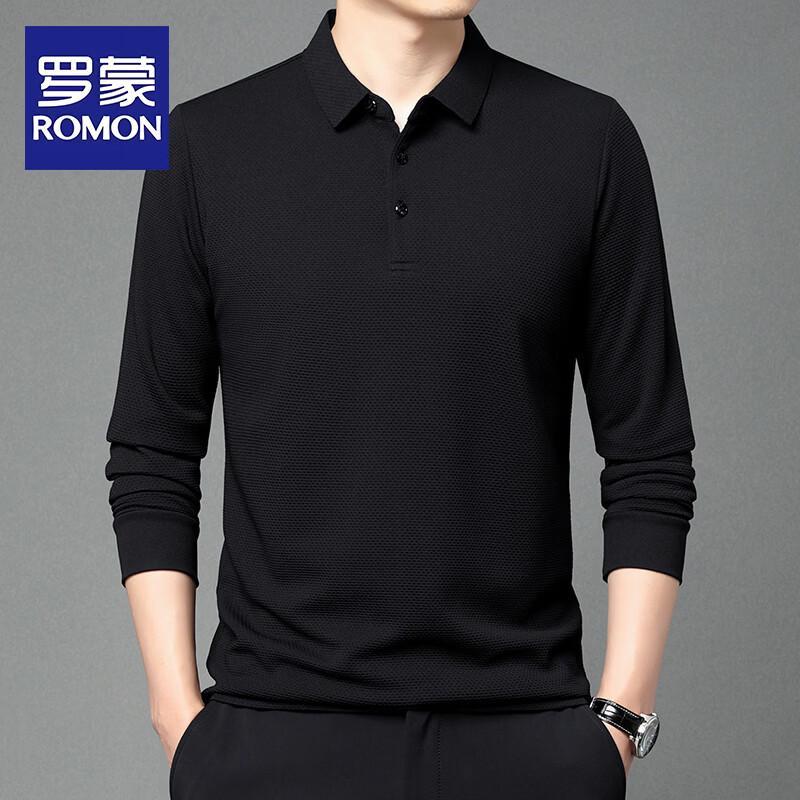 ROMON Men s Long-Sleeve Solid Polo Shirt M
