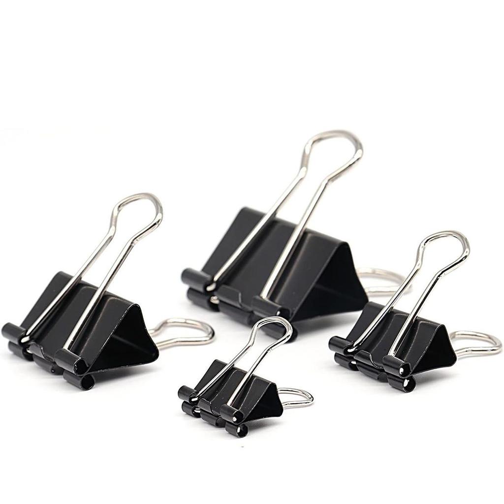 Multicolor Binder Clip Set: Long-tail, Black Metal Clips for Stationery & Paper