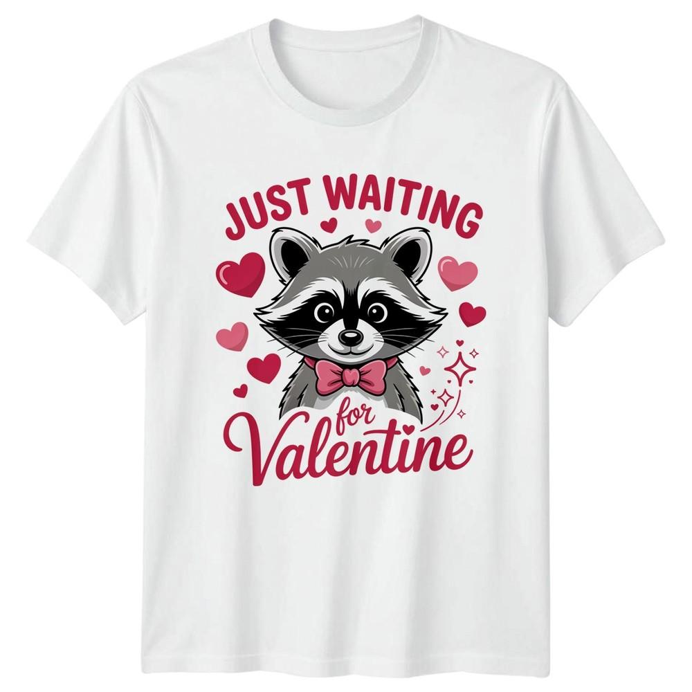 Just Waiting For Valentine TShirt Raccoon Animal Lover Valentines Day Gift S
