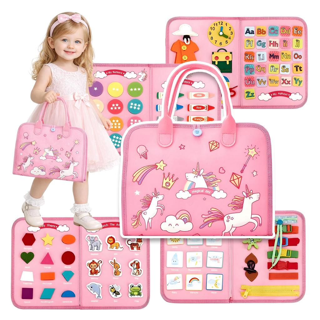 MANIPULATION SUITCASE XXL felt board PINK 8 SEGMENTS unicorn