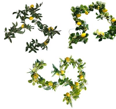 Enredadera Artificial de Ratán con Limones, 14 Pies de Enredaderas Falsas con Limones y Hojas Verdes, Guirnalda Colgante Decorativa para Pared del Hogar, Fiesta, Boda y Festivales