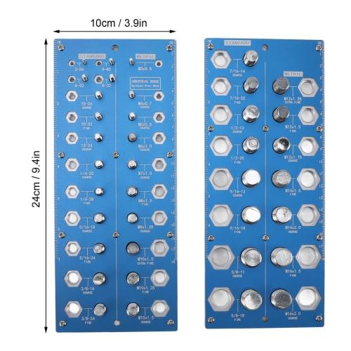 Nut and Bolt Thread Checker, 38-Hole Blue Imperial Metric Aluminum Thread Identification Gauge, High-Precision Nut and Bolt Thread Checker for Repair