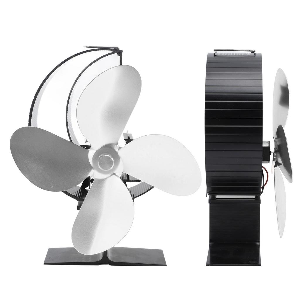 Wood Stove Fan 4 Blades Fireplace Fan Heat Powered Fast Warm Circulation Moon Star Pattern Termal