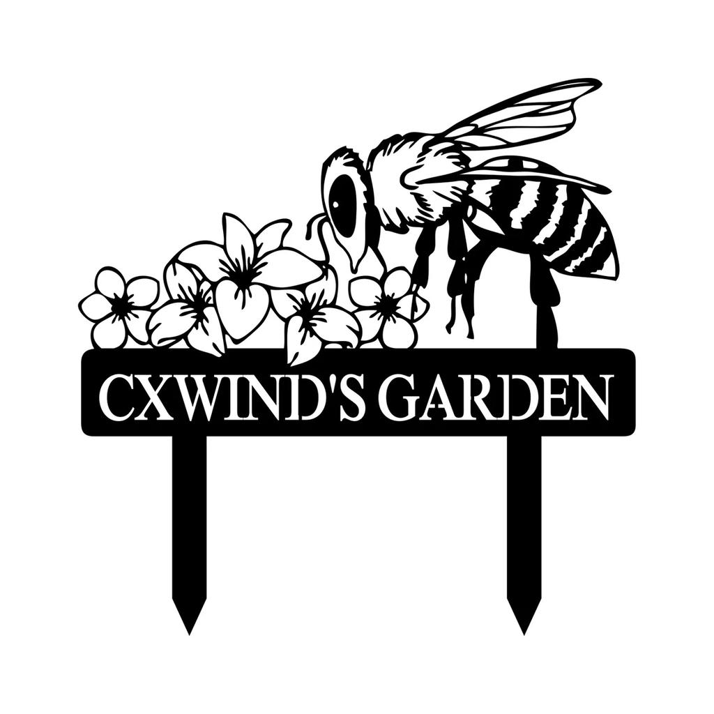 Metal Garden Sign Bee Decor Yard Art Personalized Gift