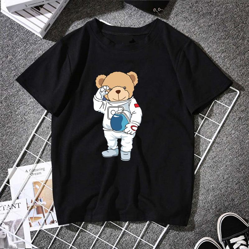 2023 Creative Teddy Robot Print Tshirt Cool Robotic Graphic Streetwear Women Men Casual Oversized Tee Hip Hop Grunge Tee Custom