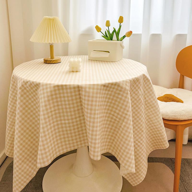 Plaid Tablecloth Girl Heart Round Table Tablecloth Dustproof Dining Table Cloth Coffee Table Mat Spread Cloth