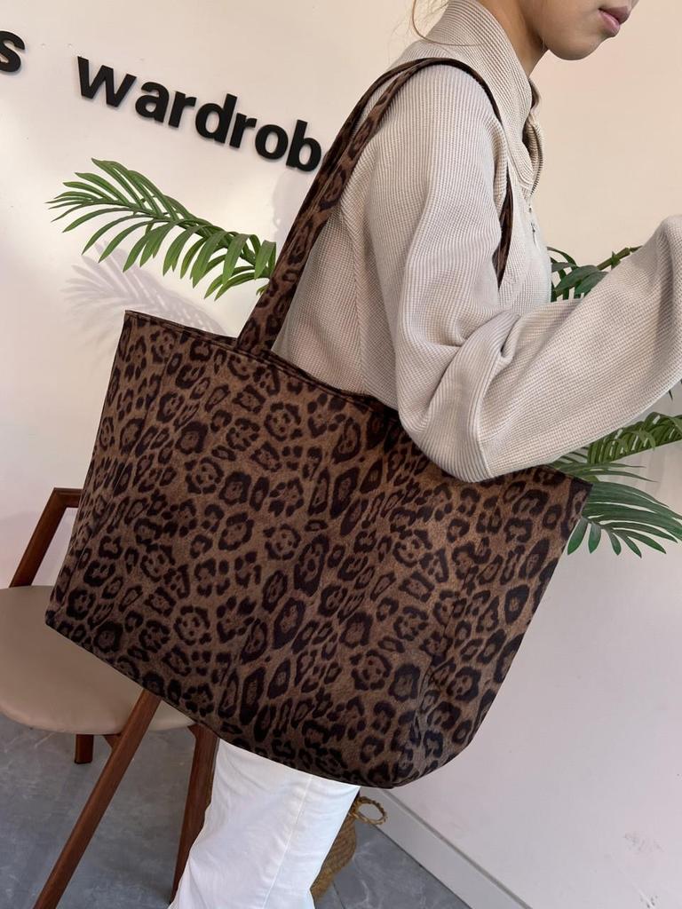 Damen 2025 Tragetasche mit Leopardenmuster: Großes Fassungsvermögen, stilvolle Pendler-Unterarmtasche