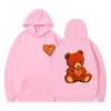 Unisex Hooded Sweatshirt With Teddy Bear Print Casual Oversized Pullover Winter Youth Streetwear